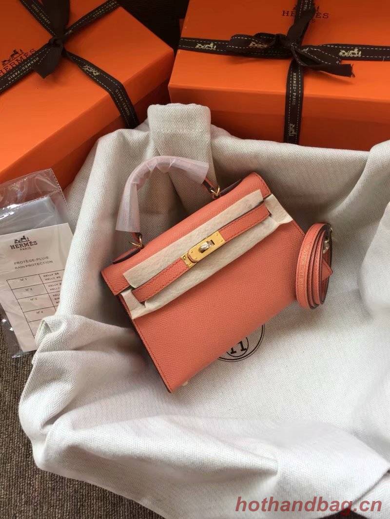 Hermes Kelly 19cm Shoulder Bags Epsom Leather KL19 pink