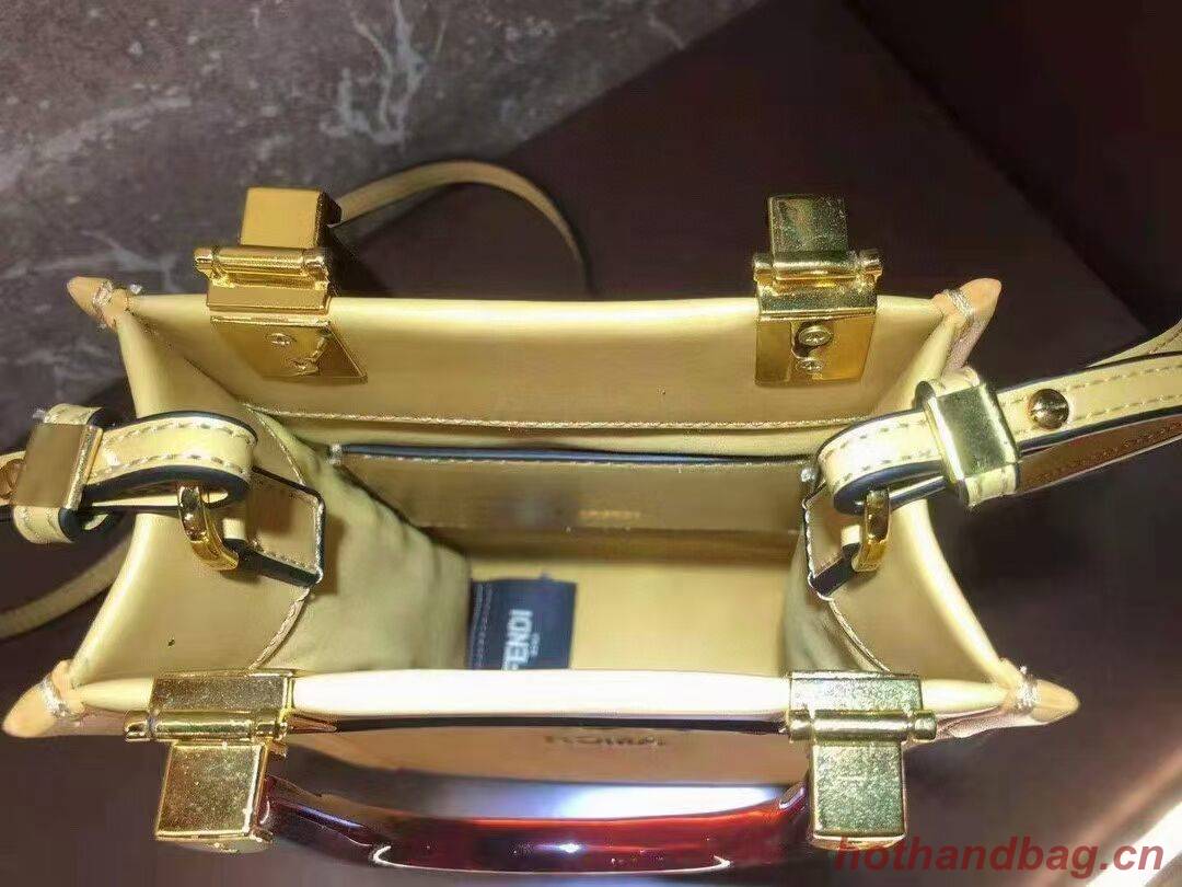 FENDI MINI SUNSHINE SHOPPER leather mini-bag 8BS051ABV yellow FENDI MINI SUNSHINE SHOPPER leather mini-bag 8BS051ABV yellow