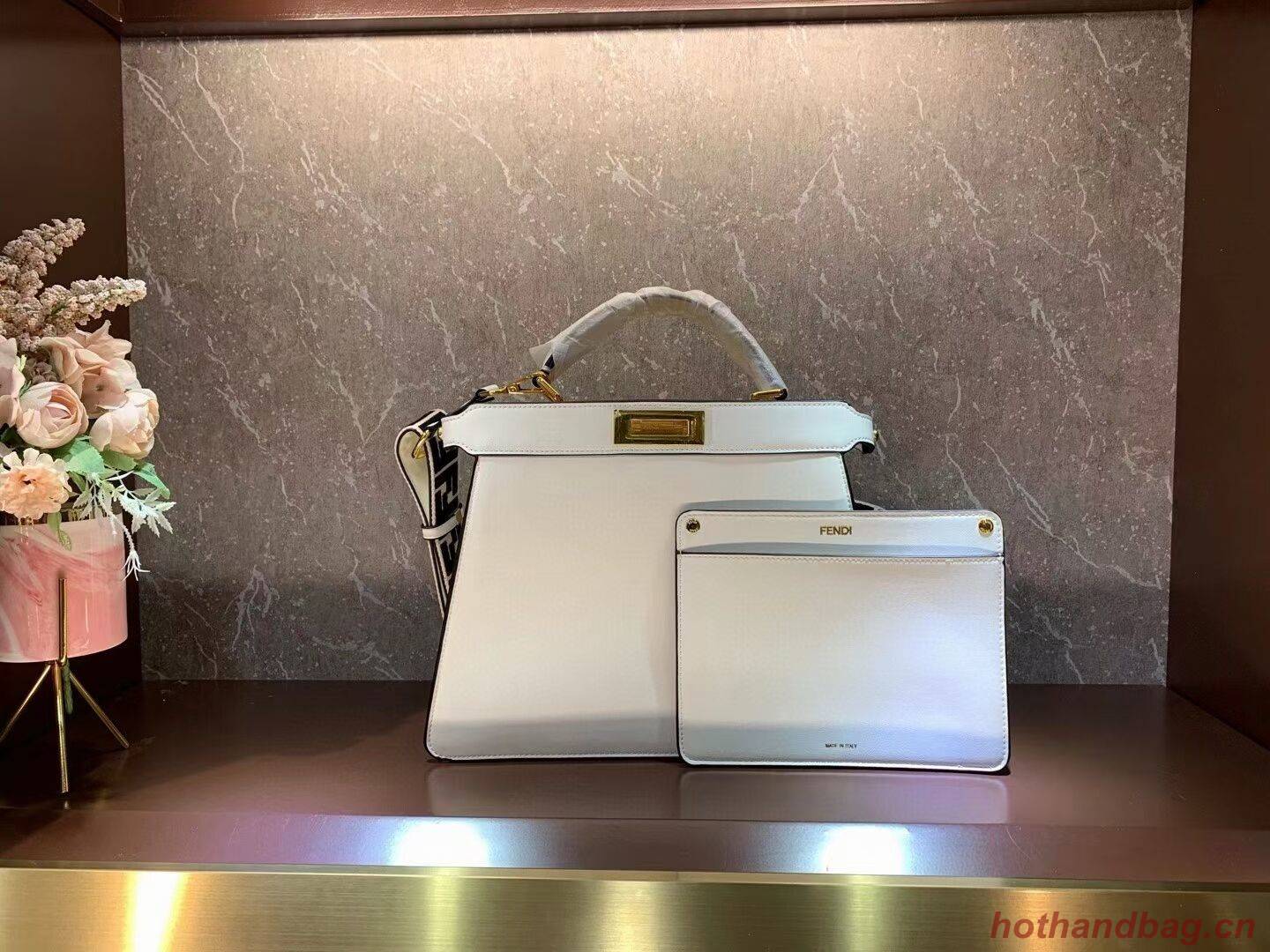 FENDI PEEKABOO ISEEU MEDIUM leather bag F1392 white FENDI PEEKABOO ISEEU MEDIUM leather bag F1392 white