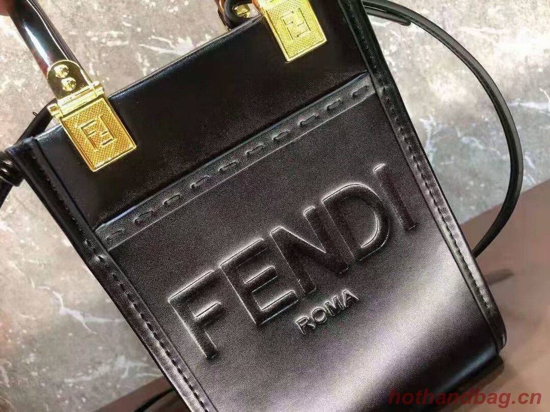 FENDI SUNSHINE SHOPPER leather mini-bag F1620 black FENDI SUNSHINE SHOPPER leather mini-bag F1620 black