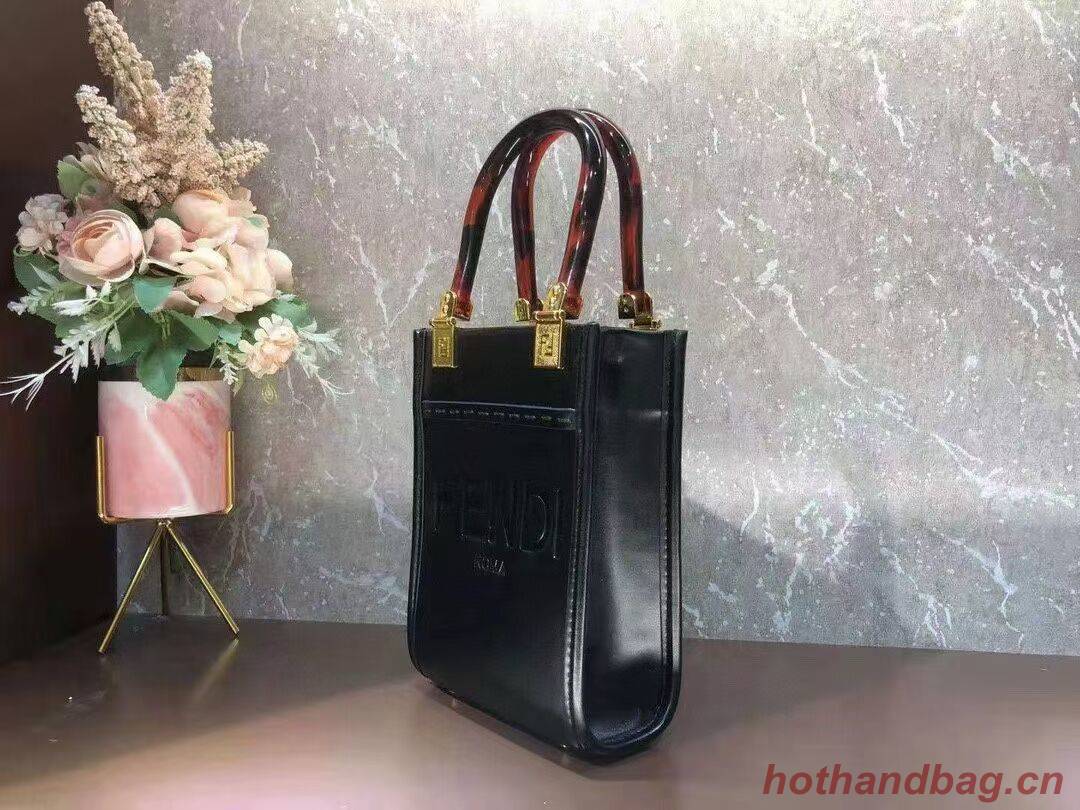 FENDI SUNSHINE SHOPPER leather mini-bag F1620 black FENDI SUNSHINE SHOPPER leather mini-bag F1620 black
