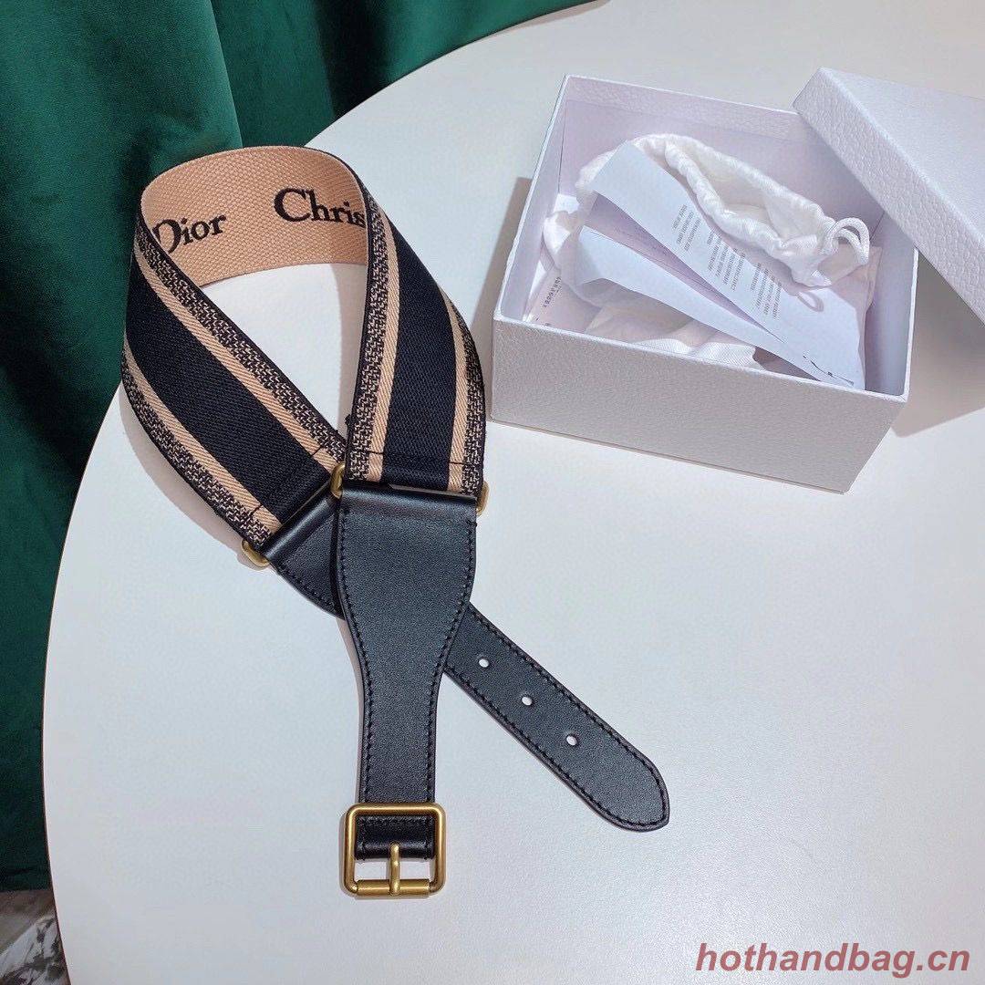 Dior Belt 65 mm Embroidered Canvas M928 Blue & Cream Dior Belt 65 mm Embroidered Canvas M928 Blue & Cream