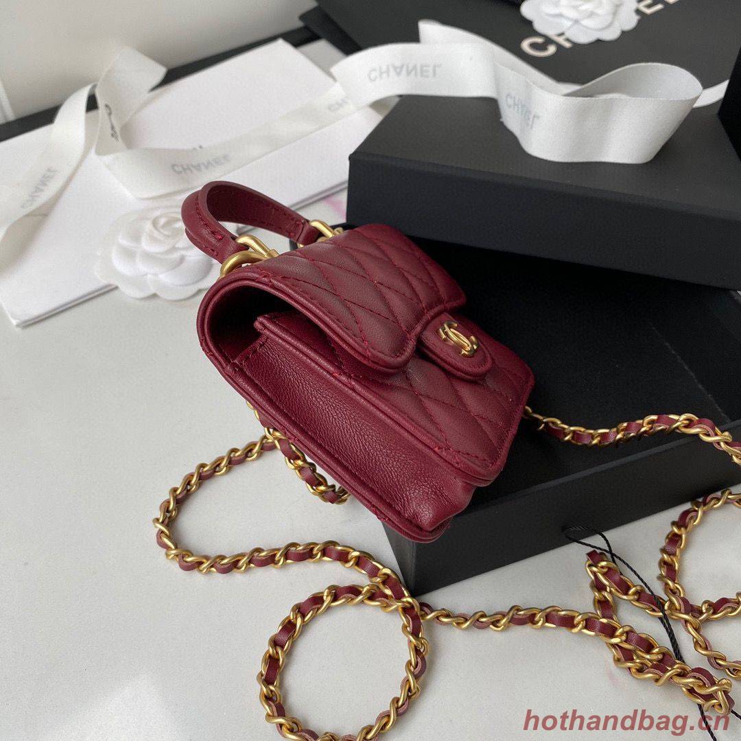 CHANEL Top Handle Micro Mini Wallet On Chain AP2200 Red CHANEL Top Handle Micro Mini Wallet On Chain AP2200 Red