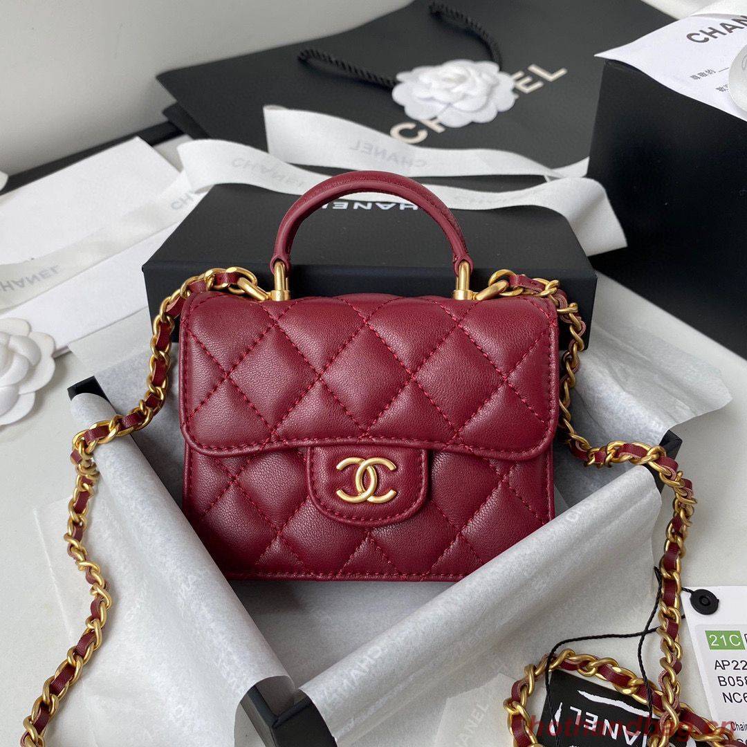 CHANEL Top Handle Micro Mini Wallet On Chain AP2200 Red CHANEL Top Handle Micro Mini Wallet On Chain AP2200 Red