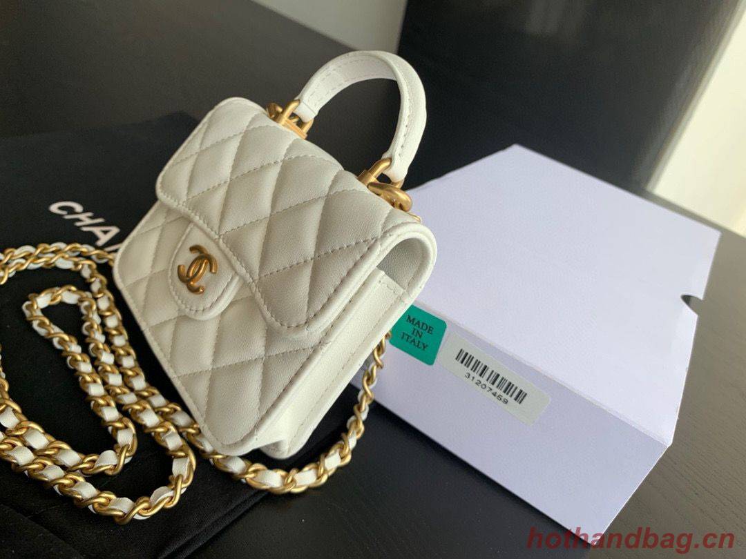 CHANEL Top Handle Micro Mini Wallet On Chain AP2200 White CHANEL Top Handle Micro Mini Wallet On Chain AP2200 White
