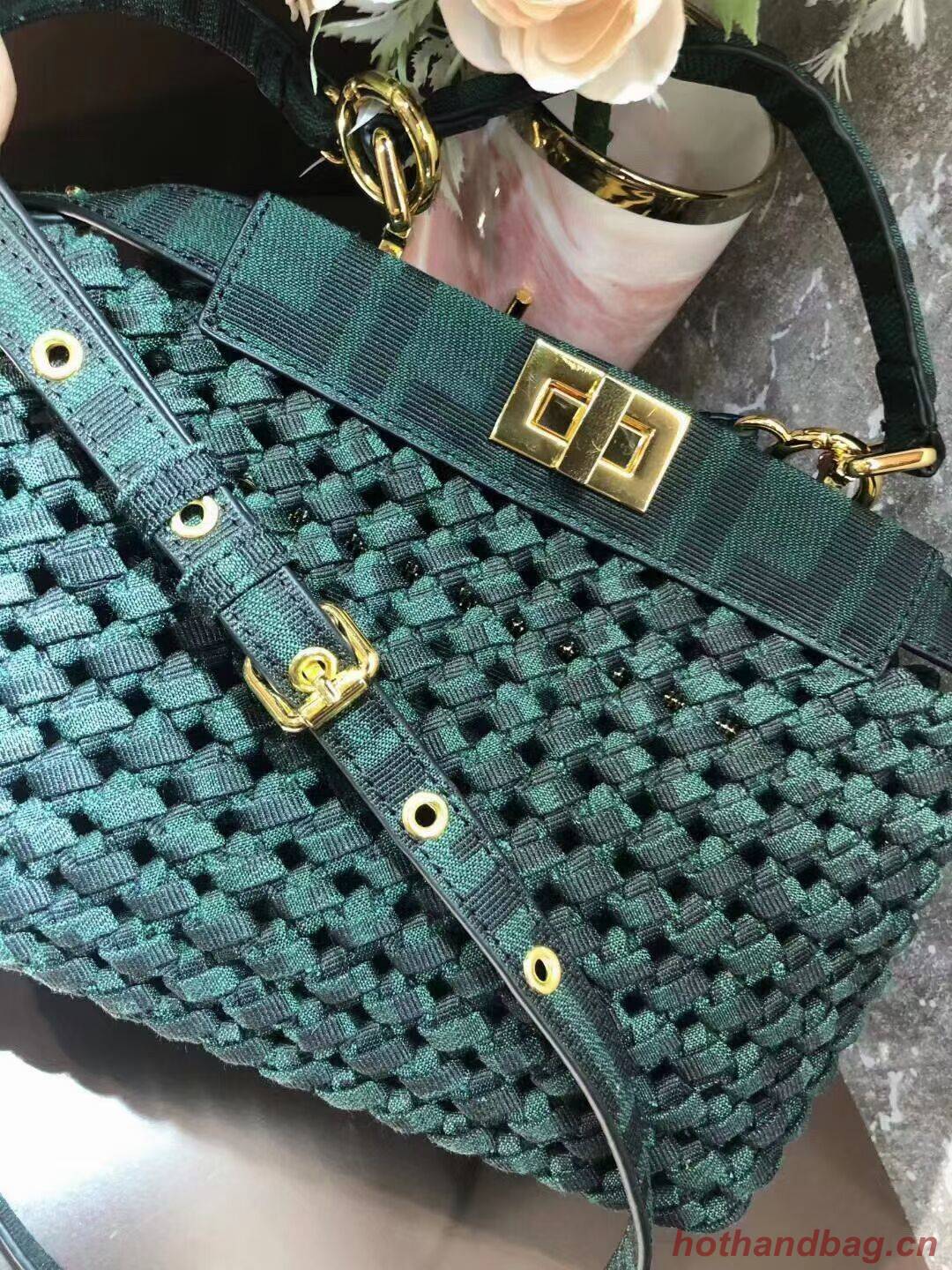 Fendi PEEKABOO ISEEU Weave Bag F4587 blackish green Fendi PEEKABOO ISEEU Weave Bag F4587 blackish green