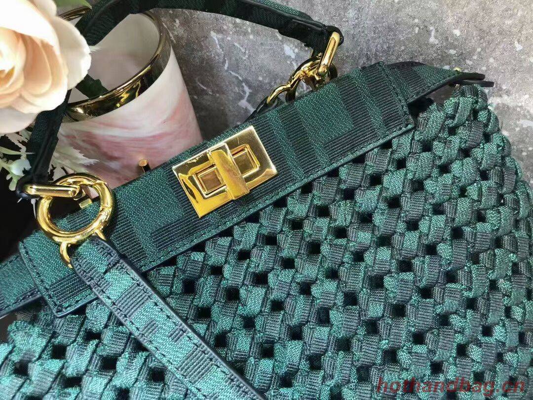 Fendi PEEKABOO ISEEU Weave Bag F4587 blackish green Fendi PEEKABOO ISEEU Weave Bag F4587 blackish green