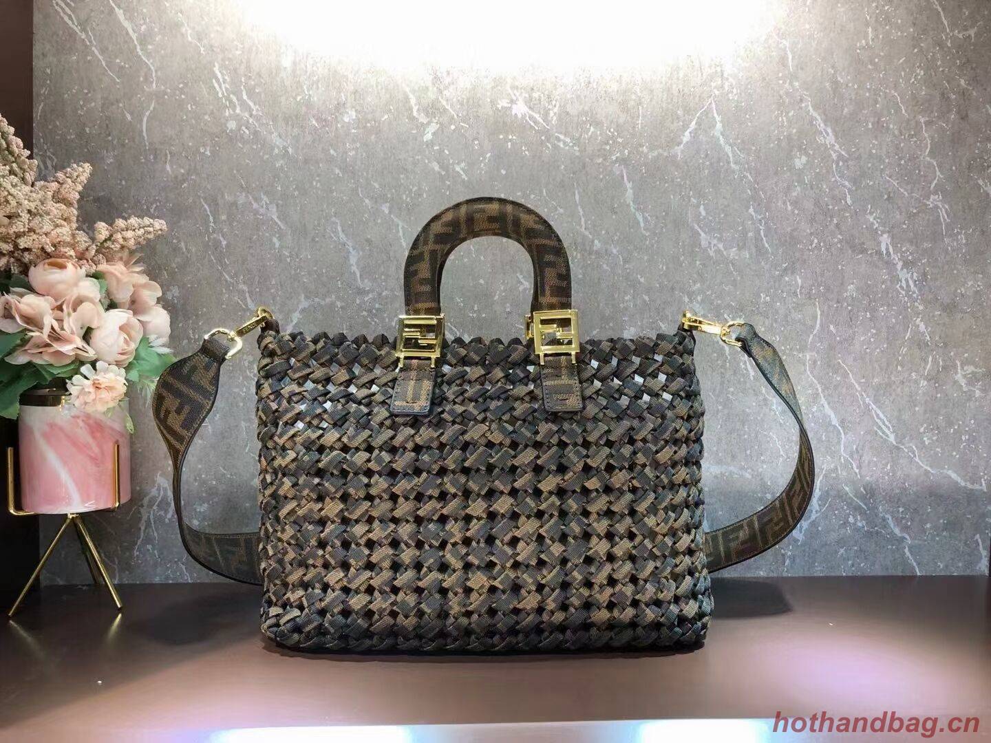 Fendi Weave Bag F6501 brown Fendi Weave Bag F6501 brown