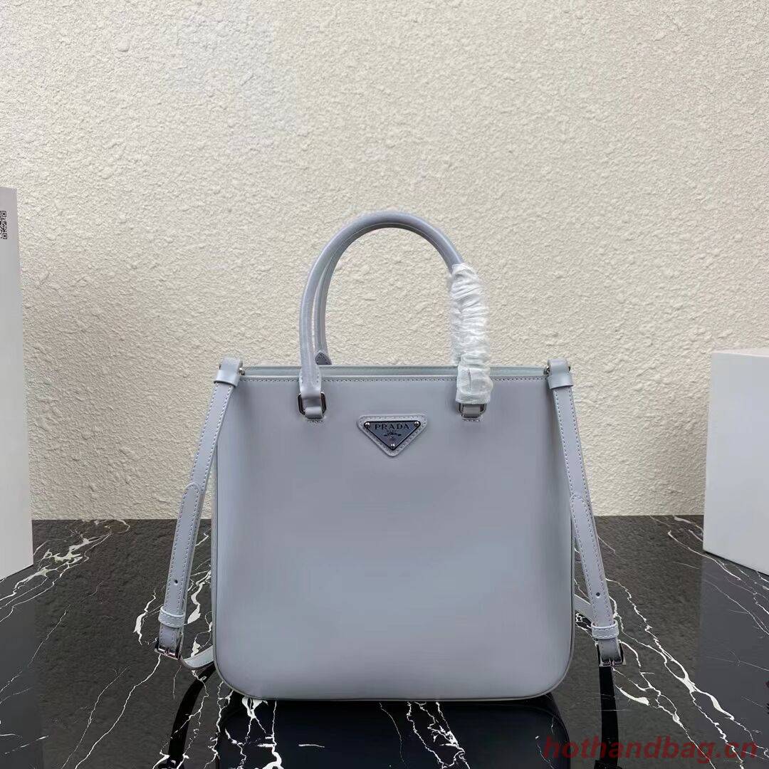 Prada brushed leather tote 1BA330 light grey Prada brushed leather tote 1BA330 light grey