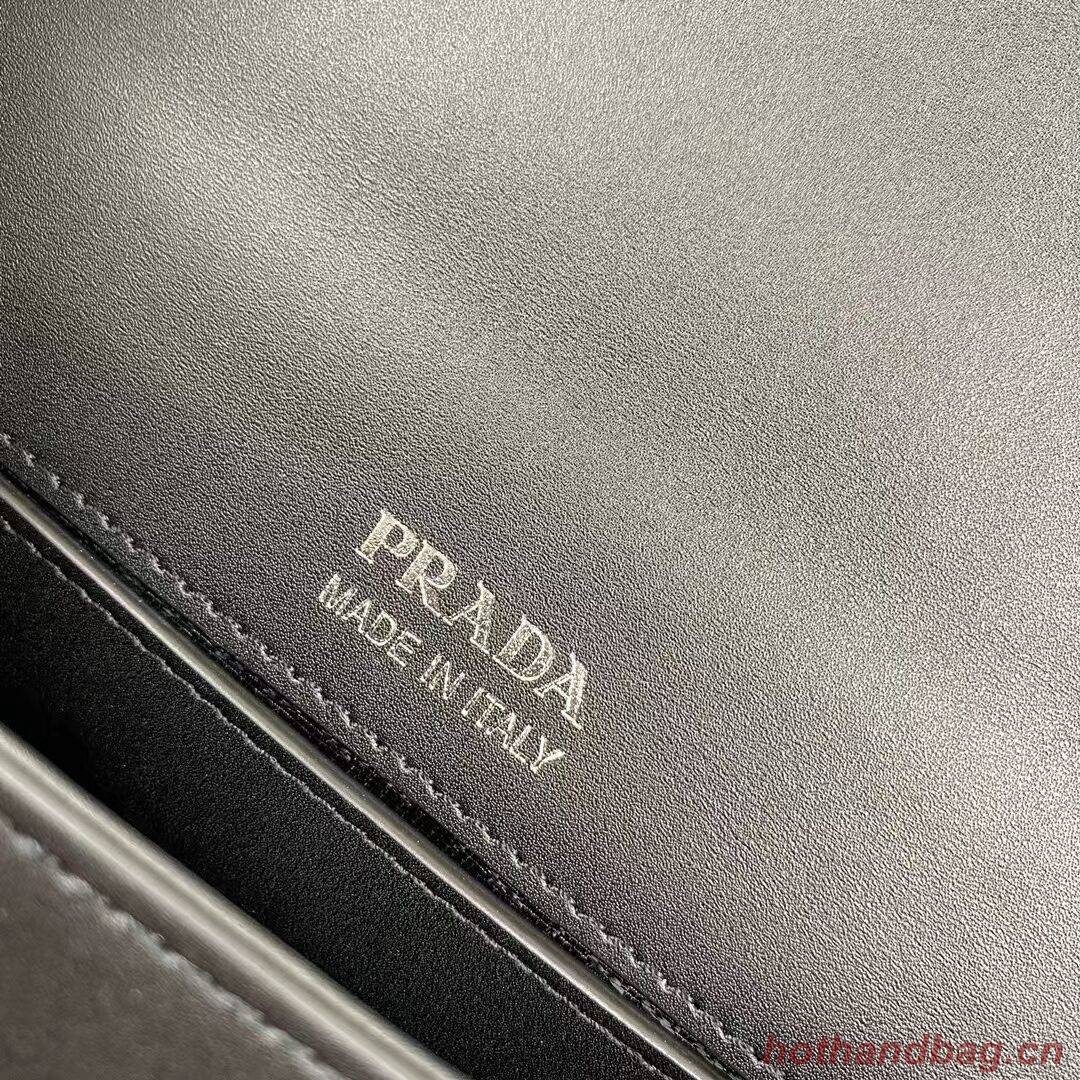 Prada Small brushed leather shoulder bag 1BA263 black Prada Small brushed leather shoulder bag 1BA263 black