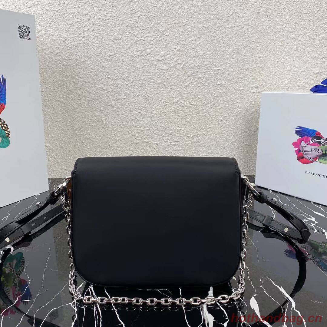 Prada Small brushed leather shoulder bag 1BA263 black Prada Small brushed leather shoulder bag 1BA263 black