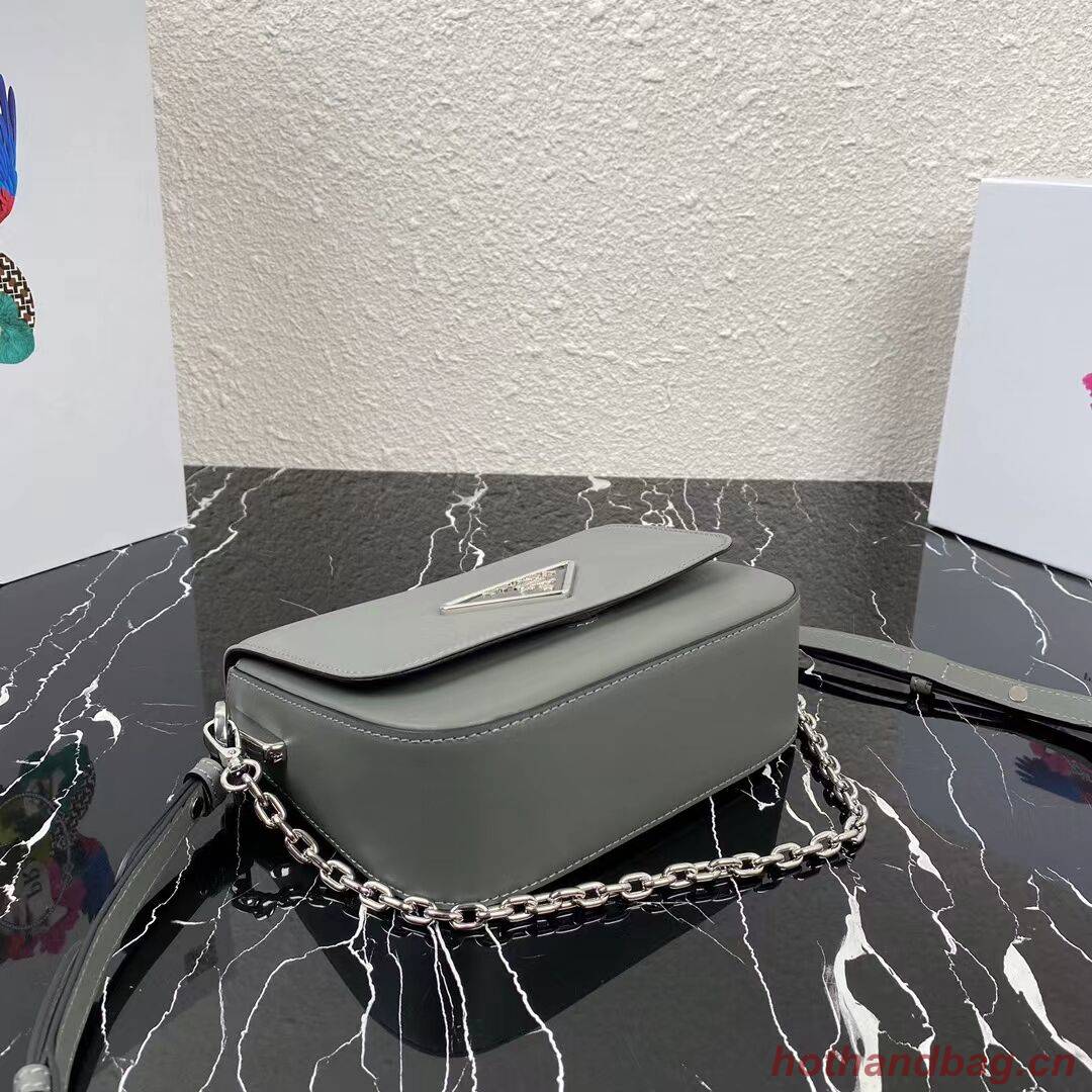 Prada Small brushed leather shoulder bag 1BA263 grey Prada Small brushed leather shoulder bag 1BA263 grey