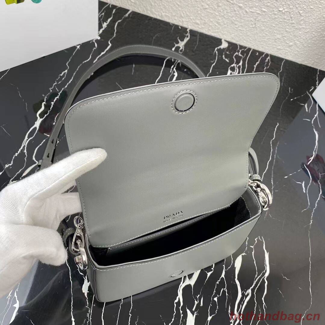 Prada Small brushed leather shoulder bag 1BA263 grey Prada Small brushed leather shoulder bag 1BA263 grey