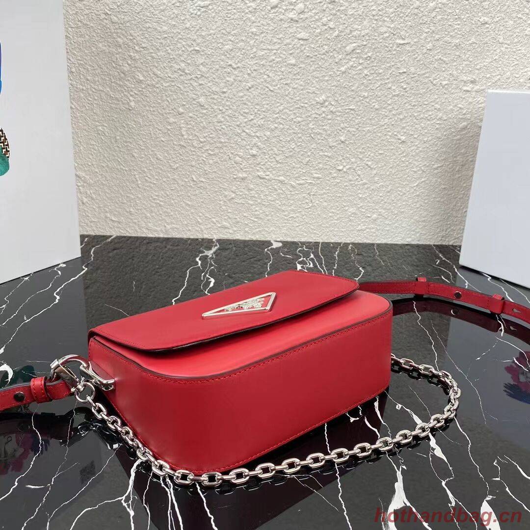 Prada Small brushed leather shoulder bag 1BA263 red Prada Small brushed leather shoulder bag 1BA263 red