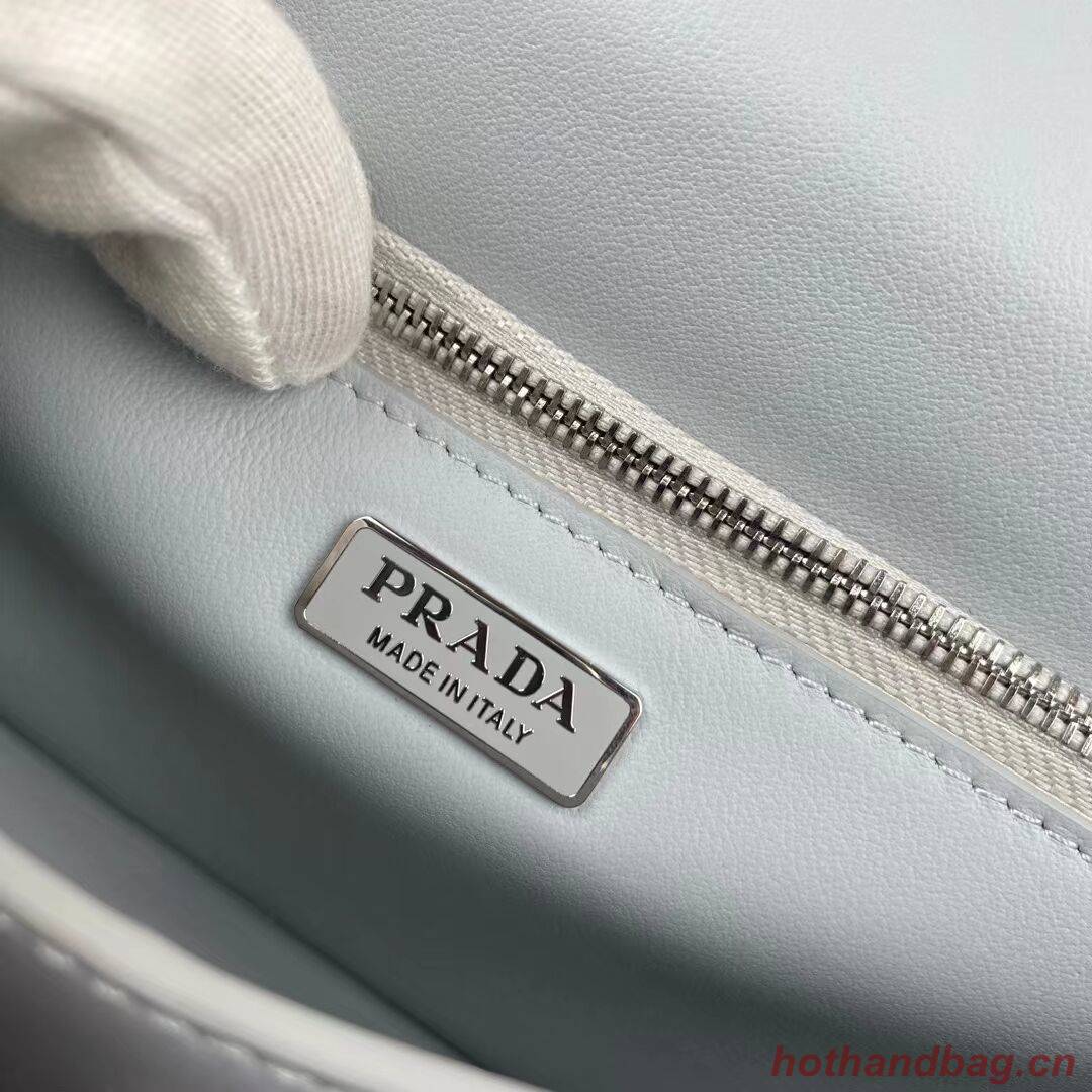 Prada Small brushed leather shoulder bag 1BH307 light blue Prada Small brushed leather shoulder bag 1BH307 light blue