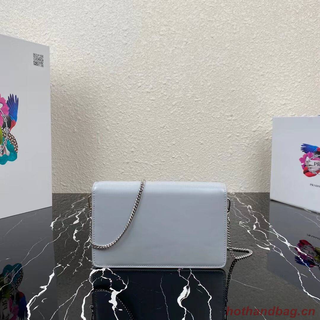 Prada Small brushed leather shoulder bag 1BH307 light blue Prada Small brushed leather shoulder bag 1BH307 light blue