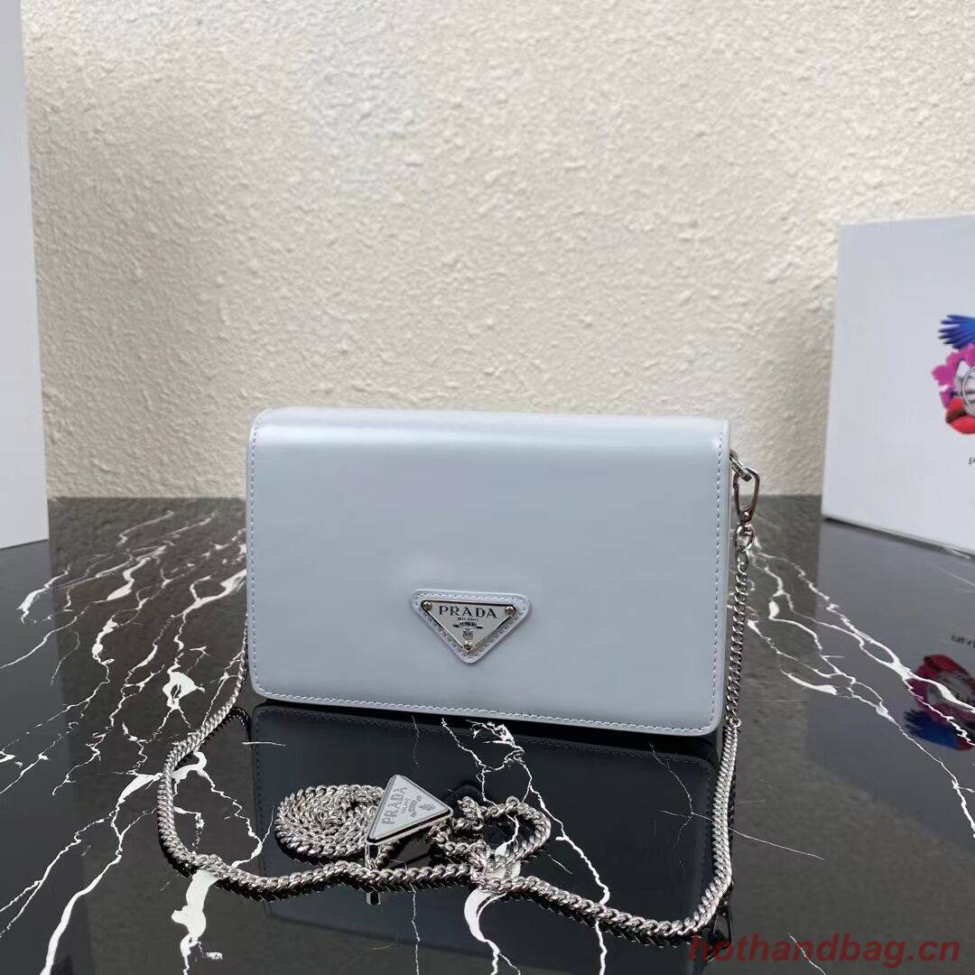 Prada Small brushed leather shoulder bag 1BH307 light blue Prada Small brushed leather shoulder bag 1BH307 light blue