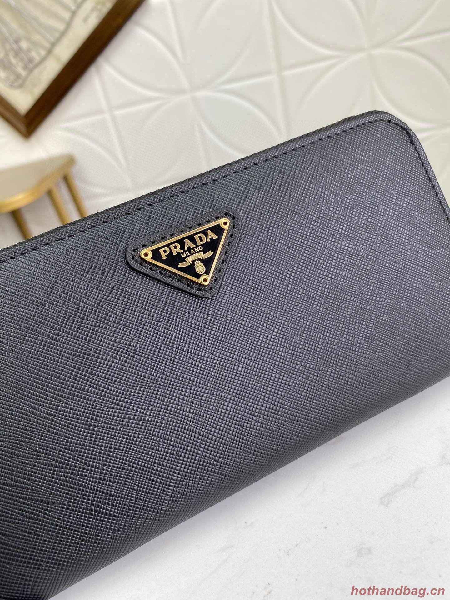 Prada Leather Large Zippy Wallets 1ML506 Black Prada Leather Large Zippy Wallets 1ML506 Black