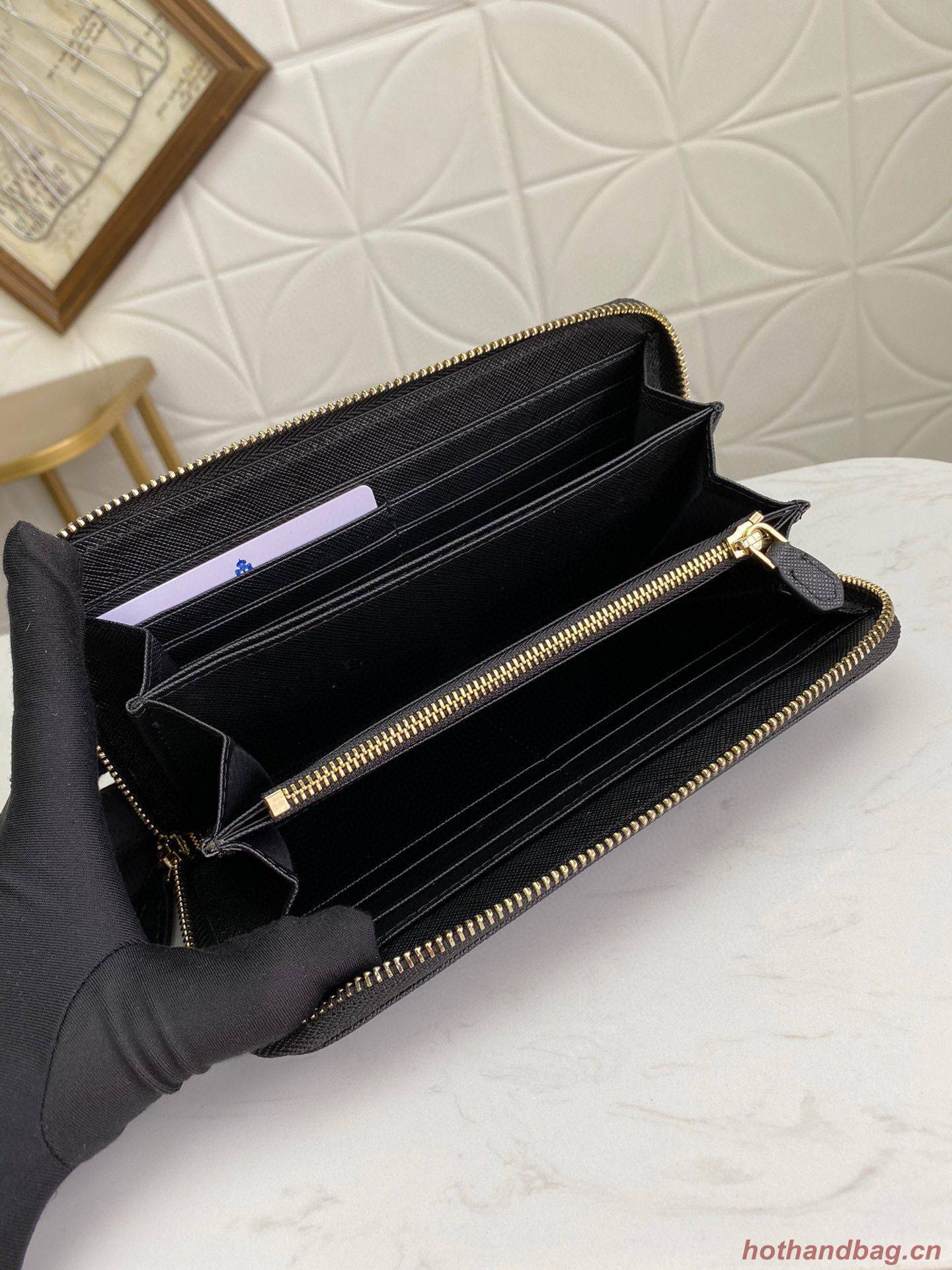 Prada Leather Large Zippy Wallets 1ML506 Black Prada Leather Large Zippy Wallets 1ML506 Black