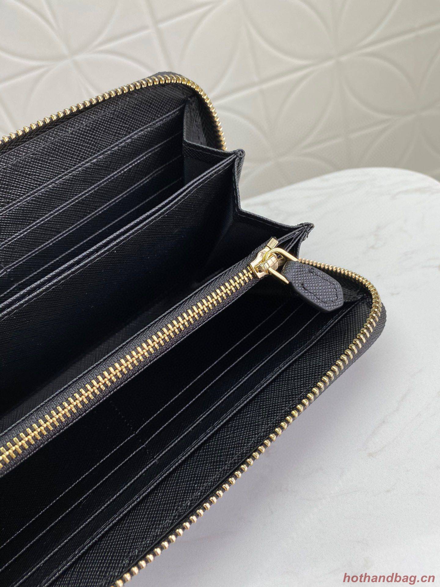 Prada Leather Large Zippy Wallets 1ML506 Black Prada Leather Large Zippy Wallets 1ML506 Black