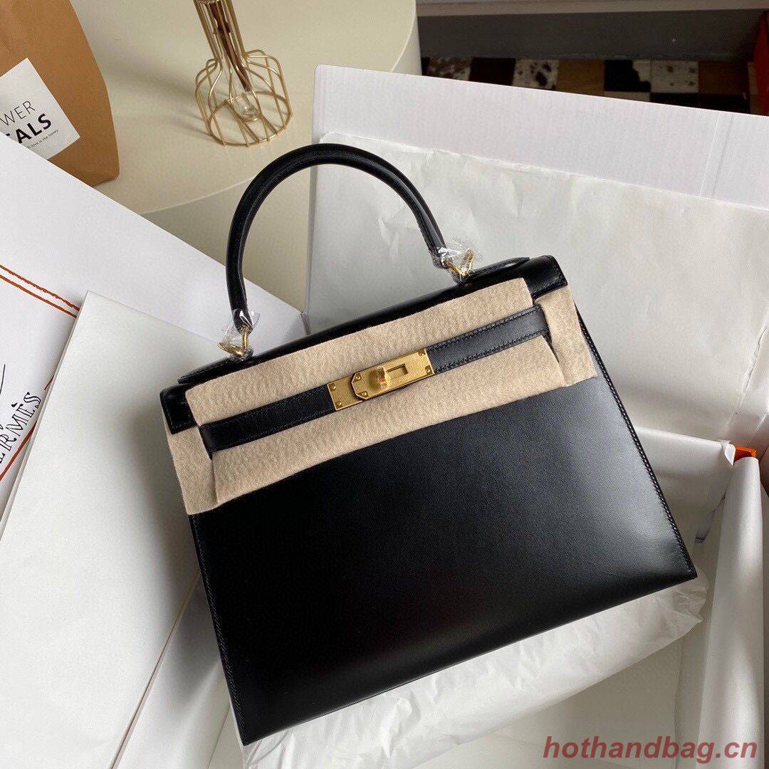 Hermes Kelly 28cm Shoulder Bags Smooth Leather KL28 Black Hermes Kelly 28cm Shoulder Bags Smooth Leather KL28 Black