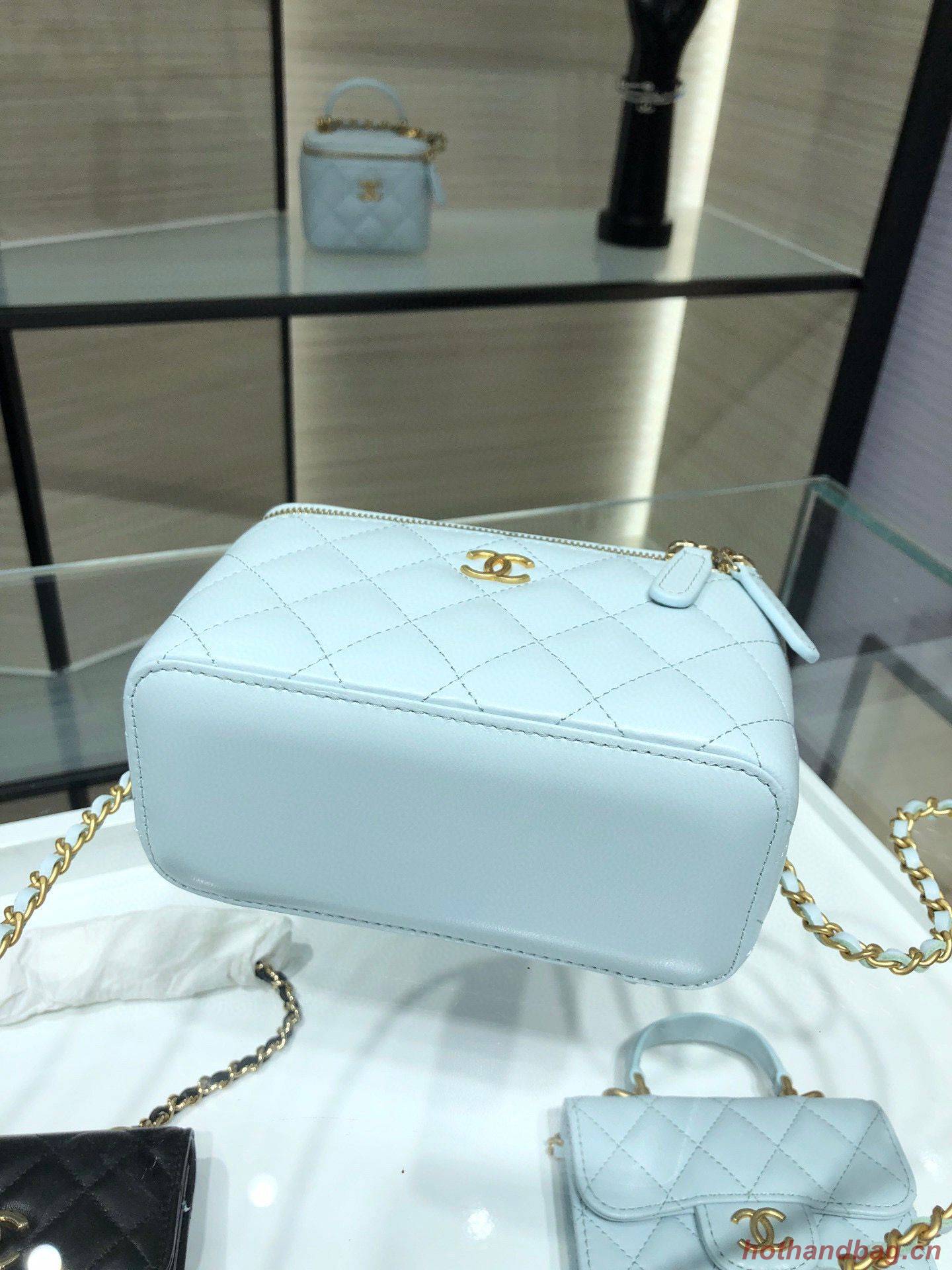 Chanel Original Small classic chain box handbag AP2199 Light Blue Chanel Original Small classic chain box handbag AP2199 Light Blue