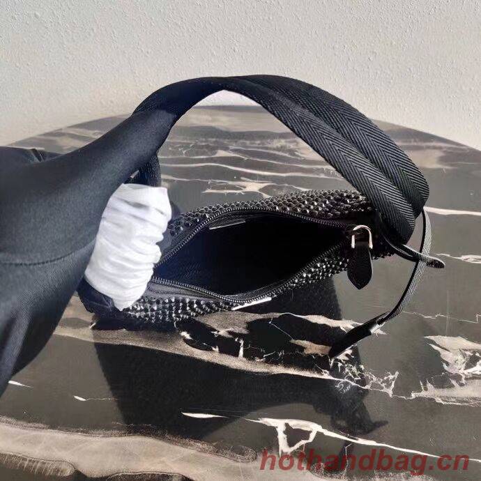 Prada Satin mini-bag with artificial crystals 1BE515 black Prada Satin mini-bag with artificial crystals 1BE515 black