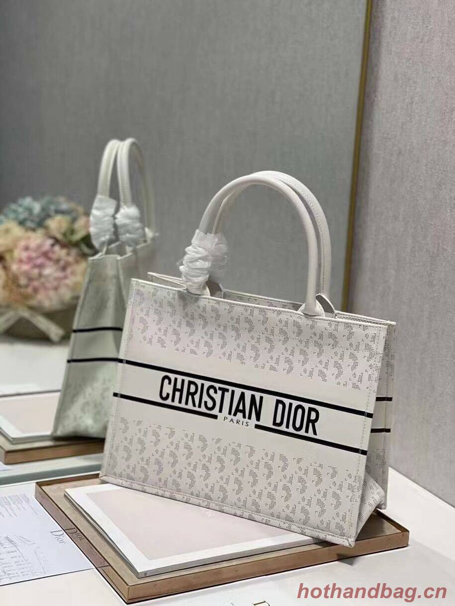 DIOR BOOK TOTE leather Constellation Embroidery M1296ZR white DIOR BOOK TOTE leather Constellation Embroidery M1296ZR white