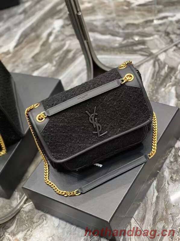 Yves Saint Laurent NIKI MEDIUM IN BOUCLE TWEED AND SMOOTH LEATHER 469013 black Yves Saint Laurent NIKI MEDIUM IN BOUCLE TWEED AND SMOOTH LEATHER 469013 black