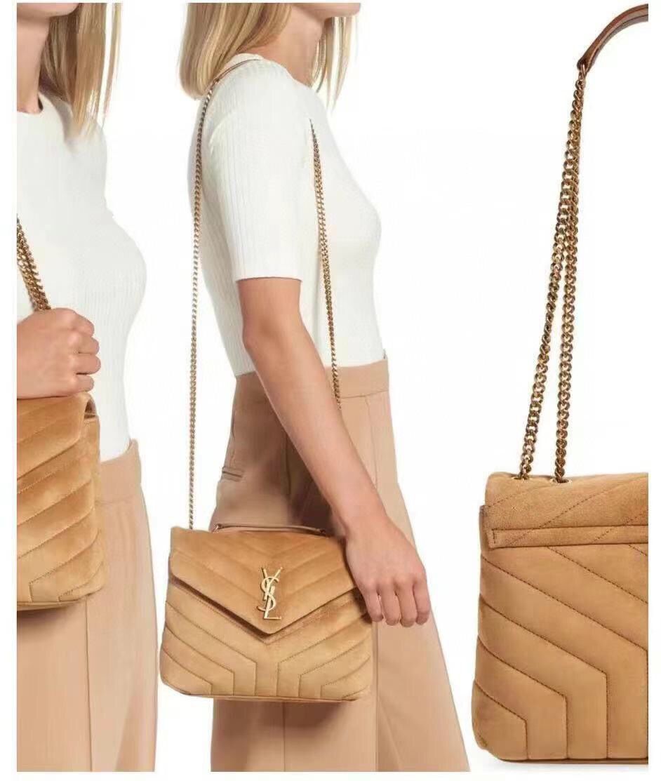 Yves Saint Laurent LOULOU MEDIUM BAG IN Y-QUILTED SUEDE Y94699 CINNAMON Yves Saint Laurent LOULOU MEDIUM BAG IN Y-QUILTED SUEDE Y94699 CINNAMON