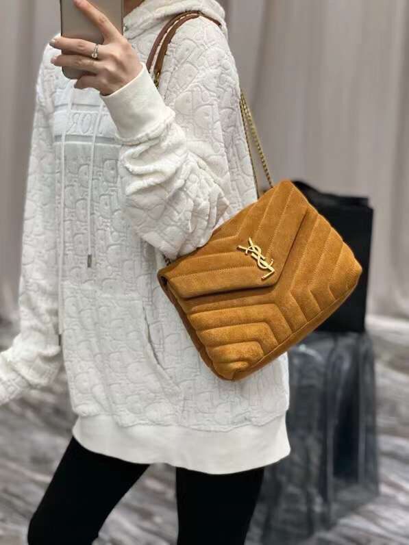 Yves Saint Laurent LOULOU MEDIUM BAG IN Y-QUILTED SUEDE Y94699 CINNAMON Yves Saint Laurent LOULOU MEDIUM BAG IN Y-QUILTED SUEDE Y94699 CINNAMON