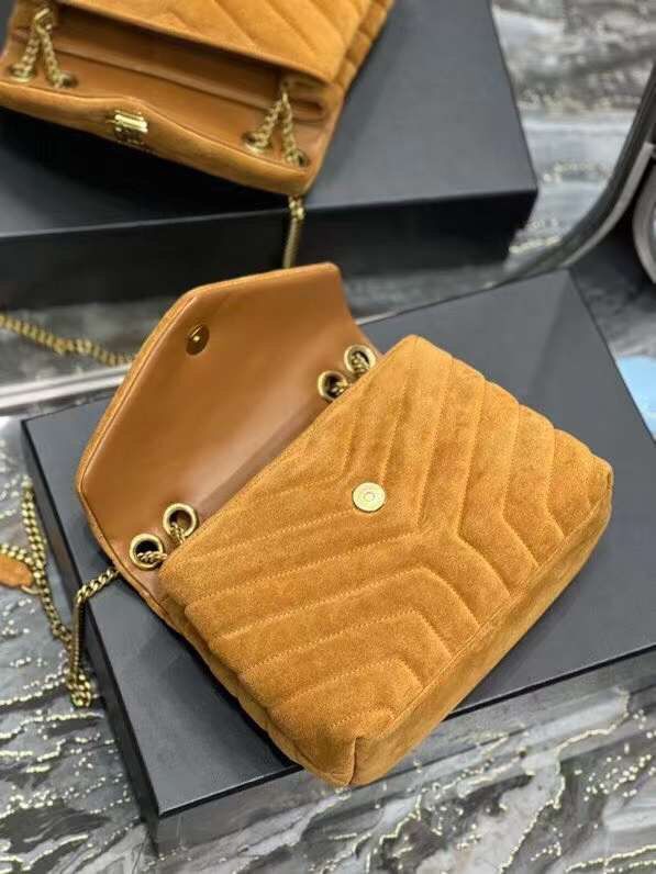 Yves Saint Laurent LOULOU MEDIUM BAG IN Y-QUILTED SUEDE Y94699 CINNAMON Yves Saint Laurent LOULOU MEDIUM BAG IN Y-QUILTED SUEDE Y94699 CINNAMON