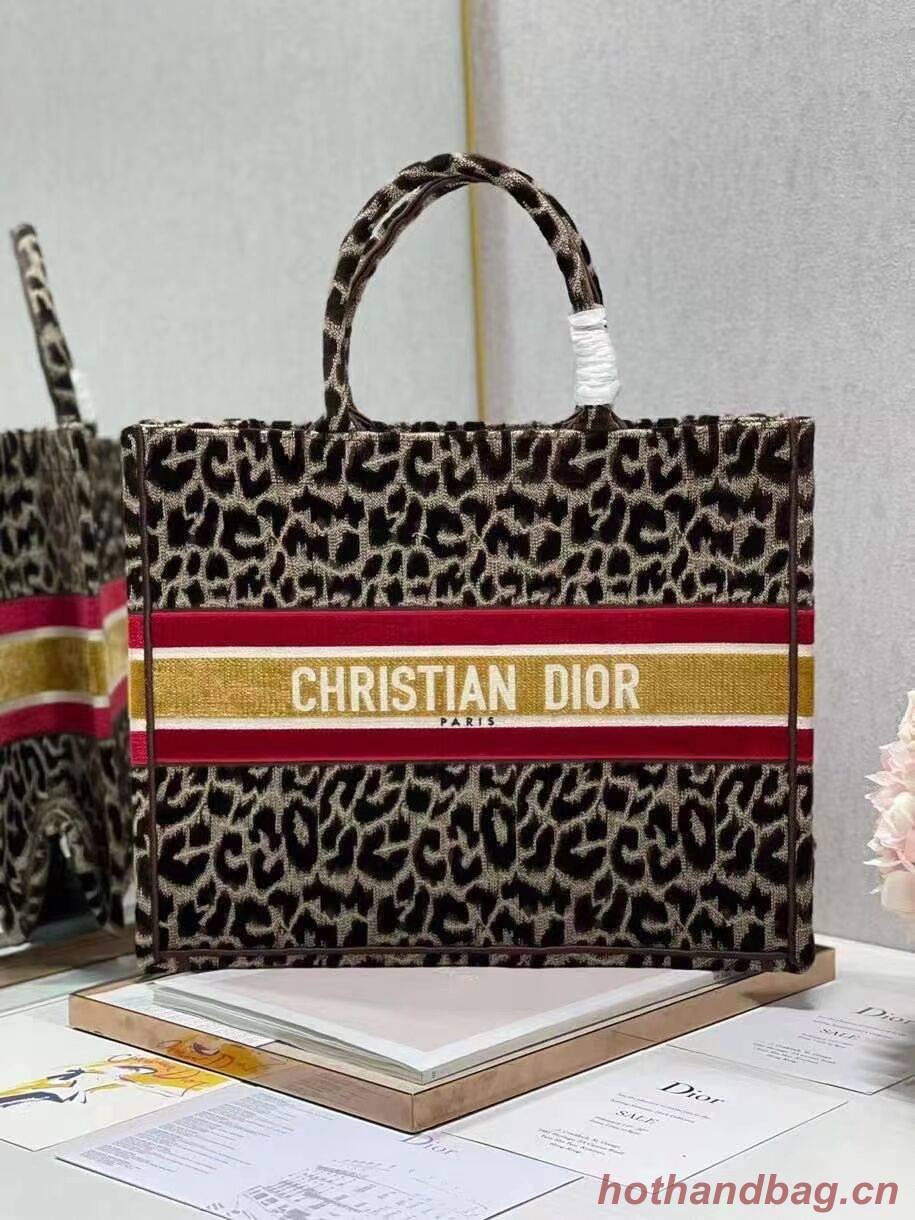 DIOR BOOK TOTE Embroidery C1286-1 Brown Leopard Print DIOR BOOK TOTE Embroidery C1286-1 Brown Leopard Print