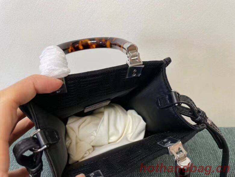 FENDI MINI SUNSHINE SHOPPER FF fabric mini-bag 8BS051AG black FENDI MINI SUNSHINE SHOPPER FF fabric mini-bag 8BS051AG black