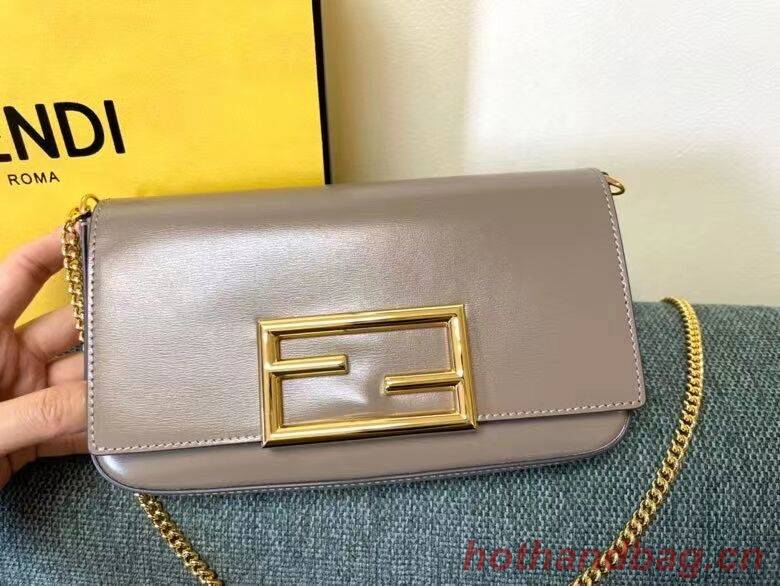 FENDI WALLET ON CHAIN WITH POUCHES leather mini-bag 8BS032 gray FENDI WALLET ON CHAIN WITH POUCHES leather mini-bag 8BS032 gray