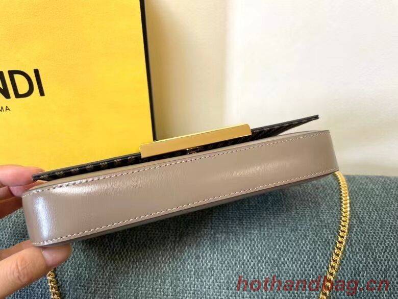 FENDI WALLET ON CHAIN WITH POUCHES leather mini-bag 8BS032 gray FENDI WALLET ON CHAIN WITH POUCHES leather mini-bag 8BS032 gray