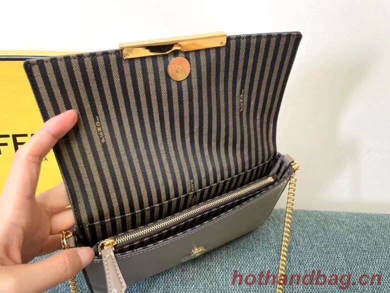 FENDI WALLET ON CHAIN WITH POUCHES leather mini-bag 8BS032 gray FENDI WALLET ON CHAIN WITH POUCHES leather mini-bag 8BS032 gray