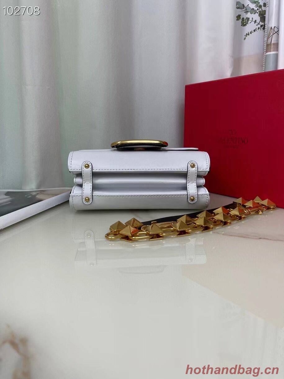 VALENTINO GARAVANI Stud Sign Grained Calfskin Shoulder Bag V0196 white&black VALENTINO GARAVANI Stud Sign Grained Calfskin Shoulder Bag V0196 white&black
