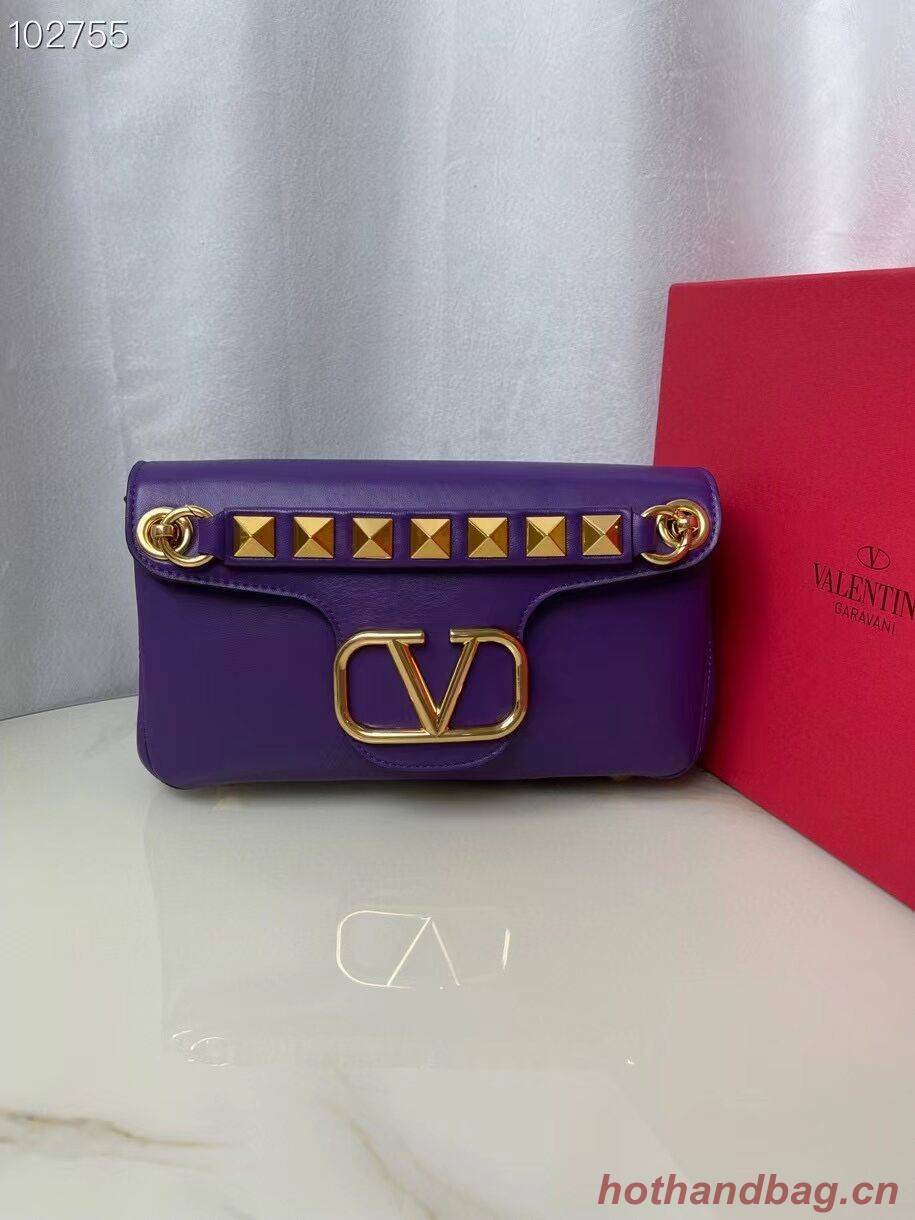 VALENTINO GARAVANI Stud Sign nappa Shoulder Bag NL098 purple VALENTINO GARAVANI Stud Sign nappa Shoulder Bag NL098 purple