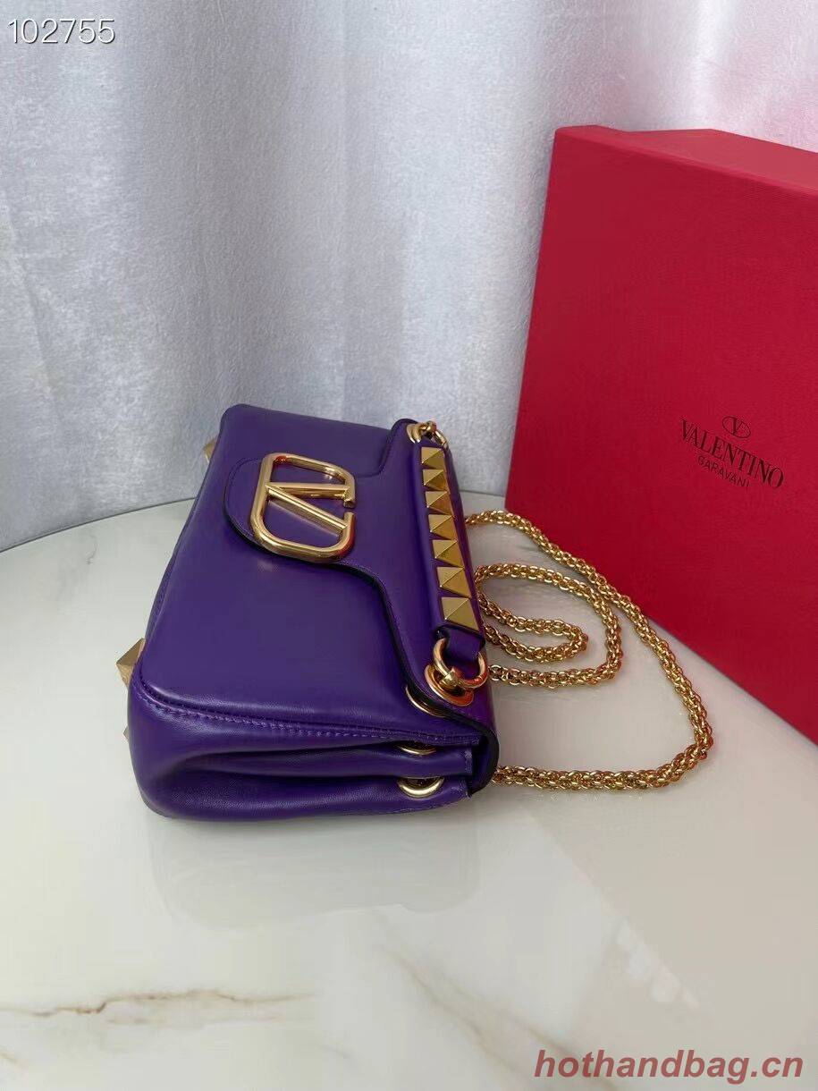 VALENTINO GARAVANI Stud Sign nappa Shoulder Bag NL098 purple VALENTINO GARAVANI Stud Sign nappa Shoulder Bag NL098 purple