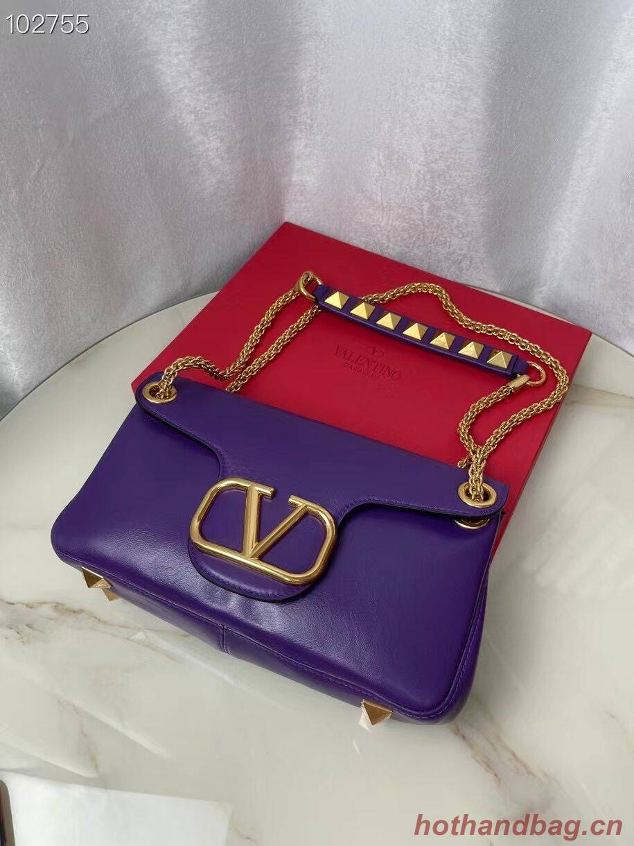 VALENTINO GARAVANI Stud Sign nappa Shoulder Bag NL098 purple VALENTINO GARAVANI Stud Sign nappa Shoulder Bag NL098 purple
