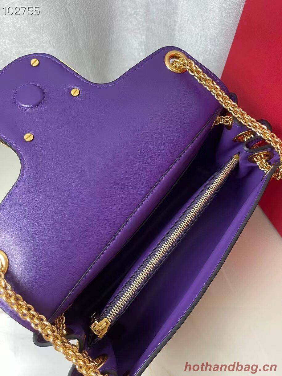 VALENTINO GARAVANI Stud Sign nappa Shoulder Bag NL098 purple VALENTINO GARAVANI Stud Sign nappa Shoulder Bag NL098 purple
