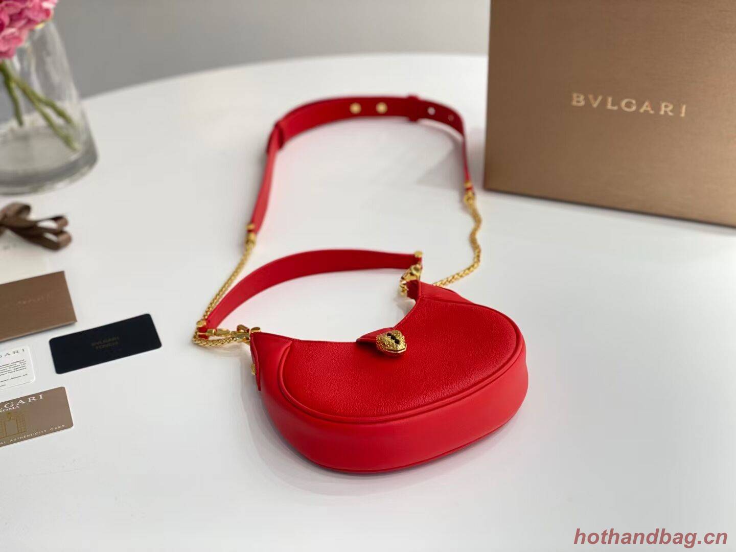 BVLGARI Shoulder Bag Calfskin Leather B281632 RED BVLGARI Shoulder Bag Calfskin Leather B281632 RED