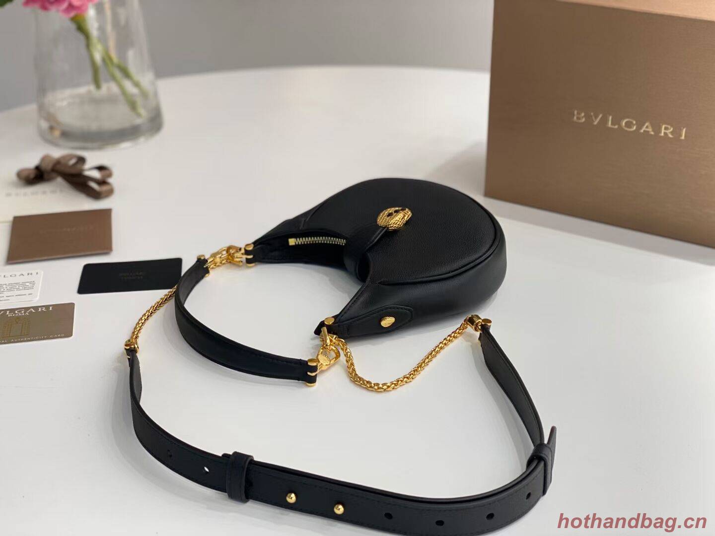 BVLGARI Shoulder Bag Calfskin Leather B281632 black BVLGARI Shoulder Bag Calfskin Leather B281632 black