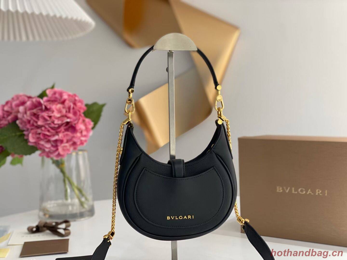 BVLGARI Shoulder Bag Calfskin Leather B281632 black BVLGARI Shoulder Bag Calfskin Leather B281632 black