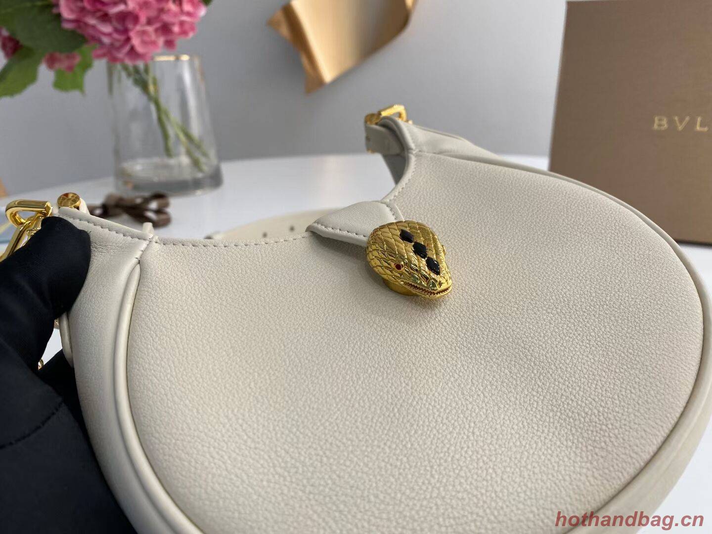 BVLGARI Shoulder Bag Calfskin Leather B281632 white BVLGARI Shoulder Bag Calfskin Leather B281632 white