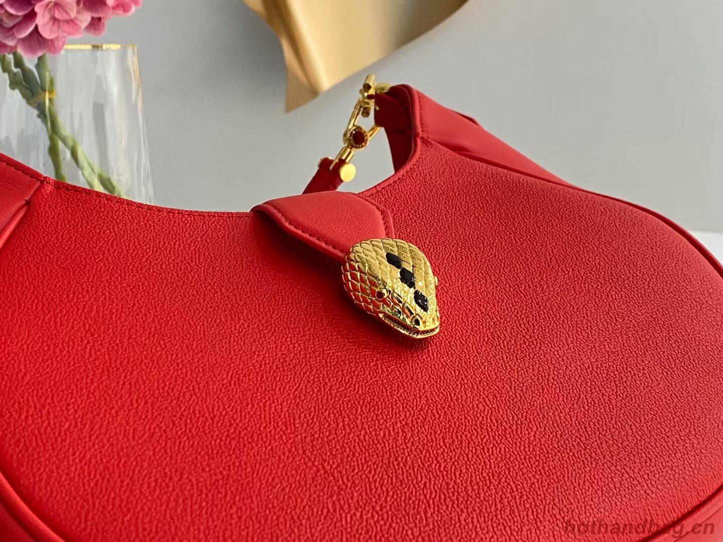 BVLGARI Shoulder Bag Calfskin Leather B281640 red BVLGARI Shoulder Bag Calfskin Leather B281640 red