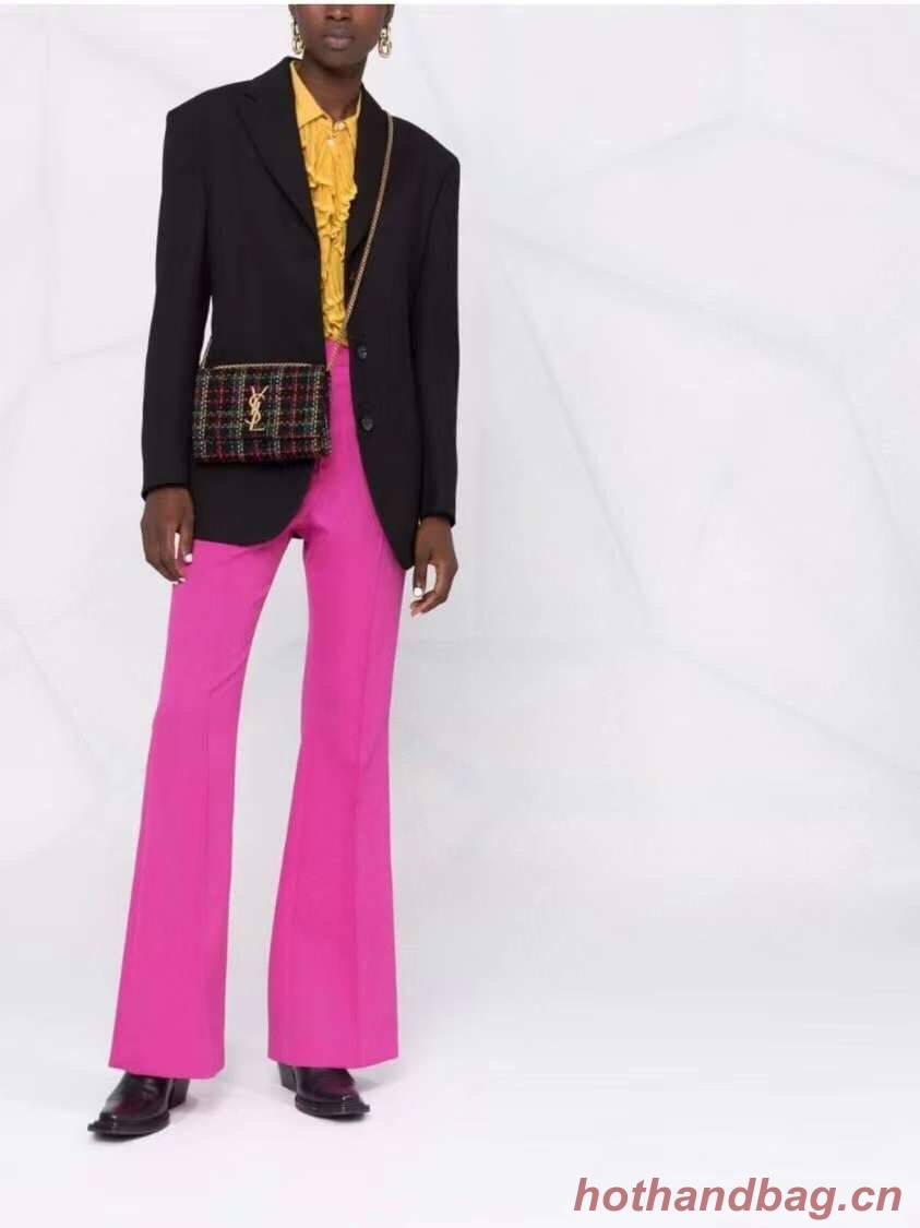 Yves Saint Laurent PUFFER SMALL BAG IN CHECKED TWEED AND LAMBSKIN 569930 multicolour Yves Saint Laurent PUFFER SMALL BAG IN CHECKED TWEED AND LAMBSKIN 569930 multicolour