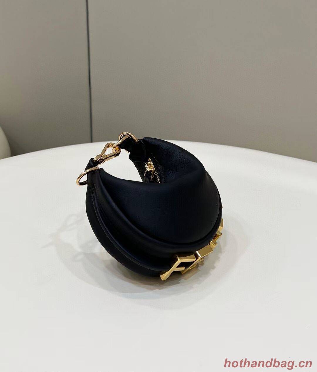 Fendi Nano Fendigraphy black leather charm 7AS089A Fendi Nano Fendigraphy black leather charm 7AS089A