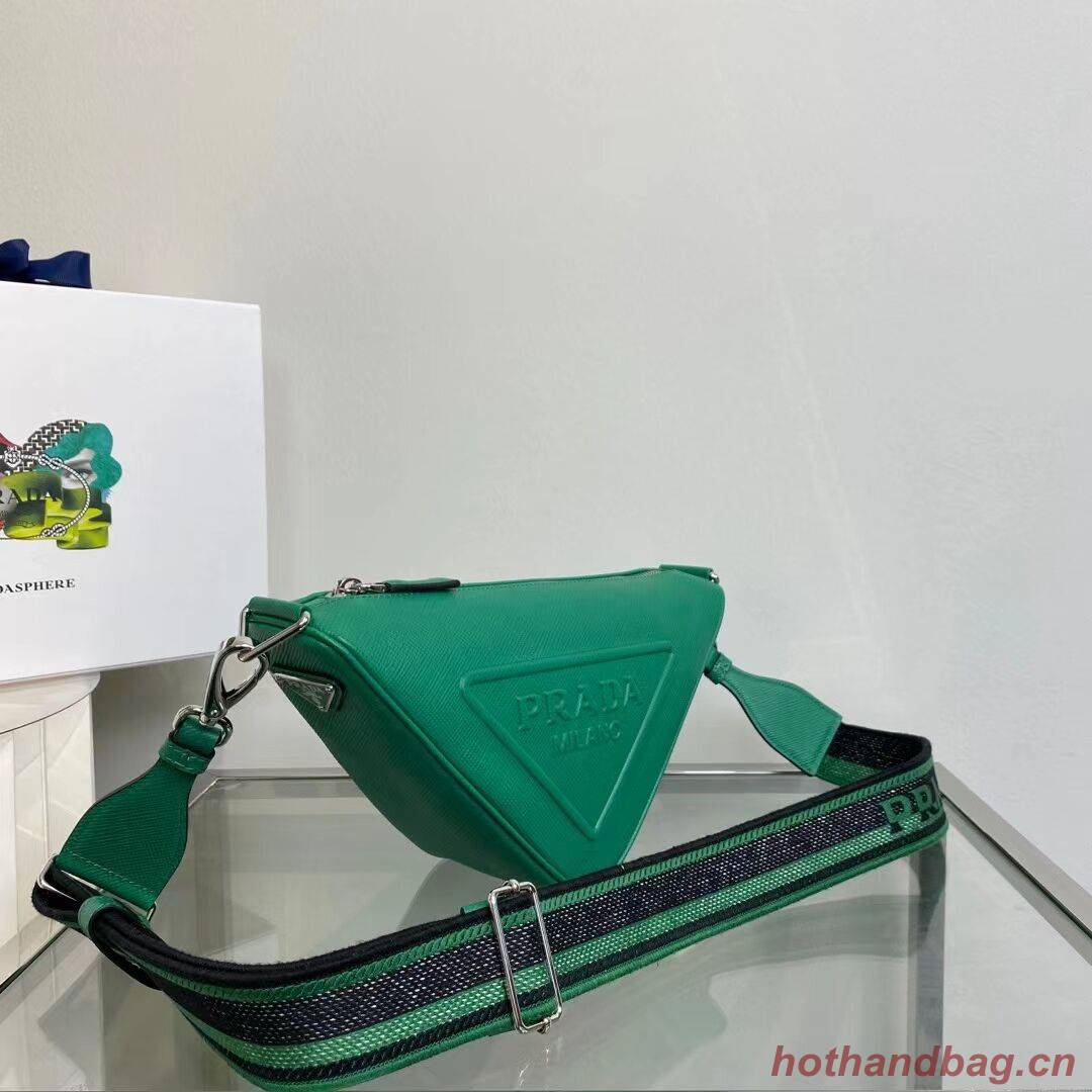 Prada Leather Triangle shoulder bag 2EV055 green Prada Leather Triangle shoulder bag 2EV055 green